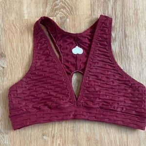 Booty by Brabants Deep Red Textured Sports Bra